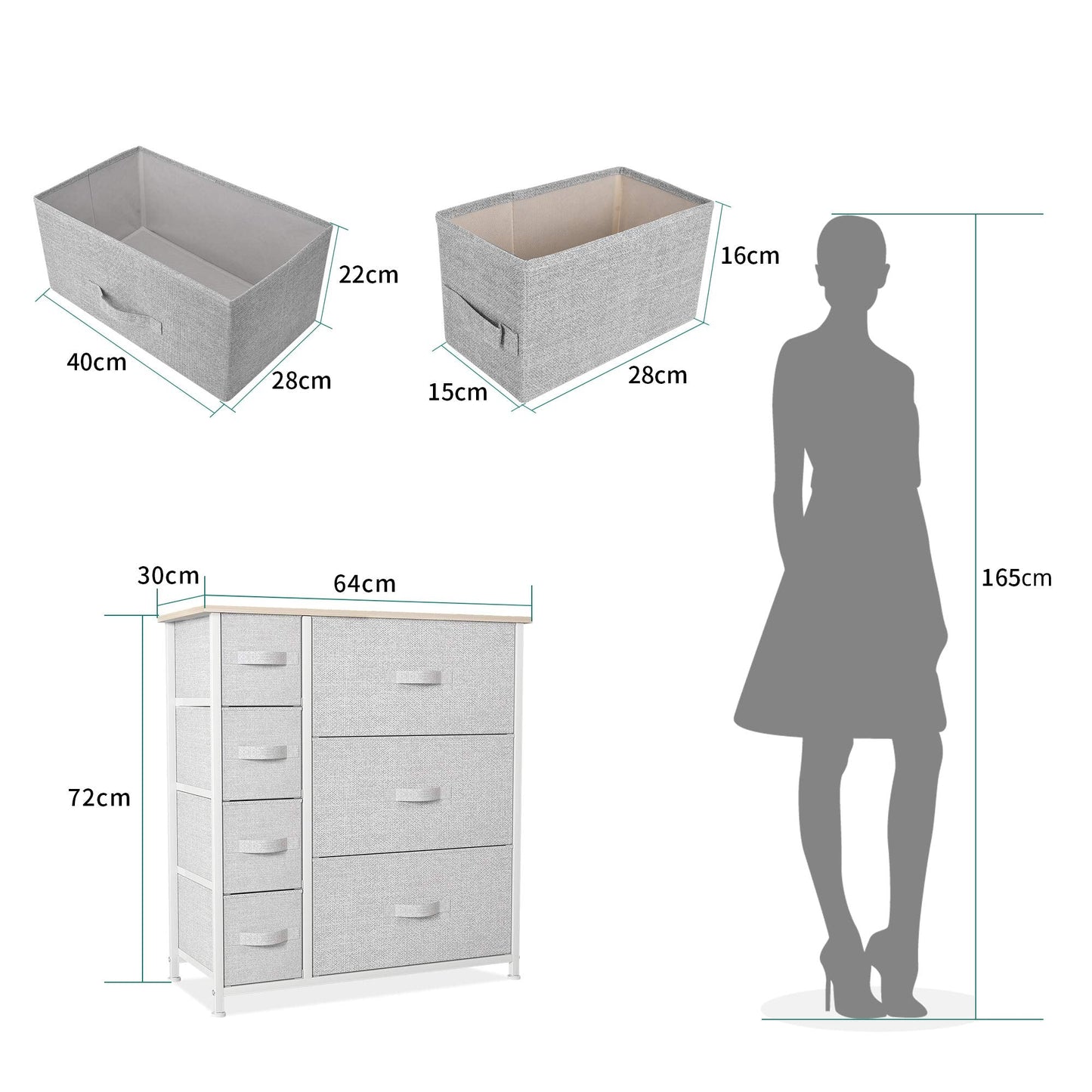 YITAHOME Chest of Drawers, Non-Woven Fabric 7-Drawer Storage Organizer Unit for Bedroom Living Room Closet, Sturdy Steel Frame, Easy Pull Fabric Bins