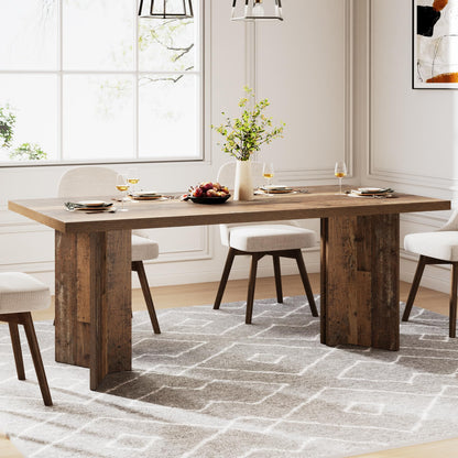 Tribesigns 63-inch Dining Table for 4-6, Farmhouse Kitchen Table with Large Tabletop, Rectangular Dinner Eating Table for Dining Room, Living Room