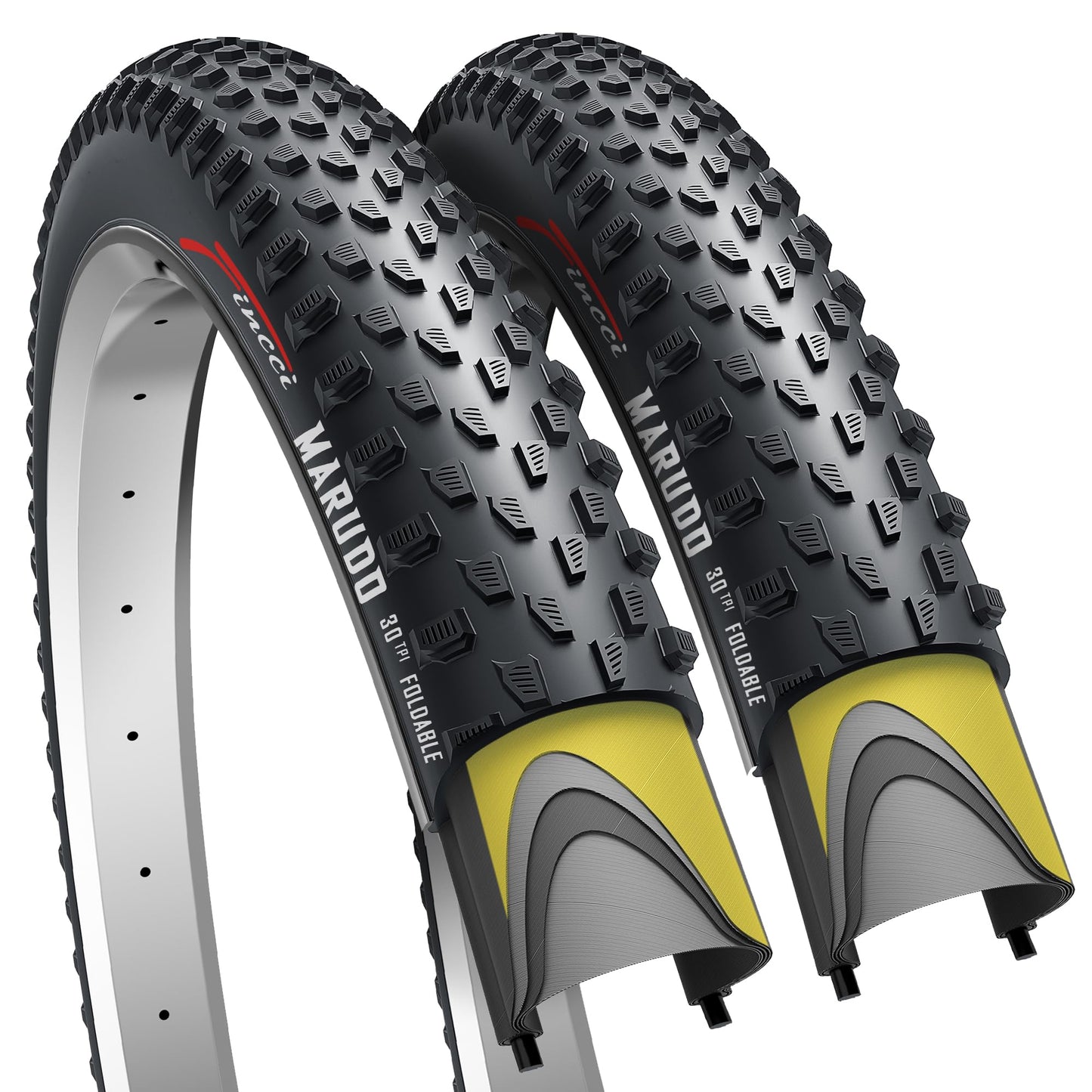 Fincci Bicycle Tyres MTB 29 x 2.1 Inch - Pair Foldable Tires 29 inches 30 TPI with 1mm Nylon Protection - Pack of 2 Accessories 52-622 for Mountain