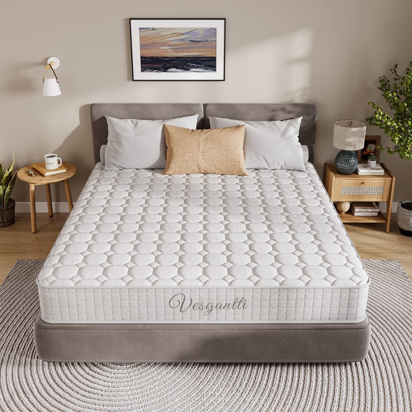 Vesgantti Double Mattresses Hybrid Mattress 135x190x25cm, White