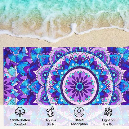 Mienocol Large Quick Dry Microfibre Beach Bath Towel for Adult,Mandala Flower Sand Free Beach Towel with Bag,Lightweight Gym Yoga Sports