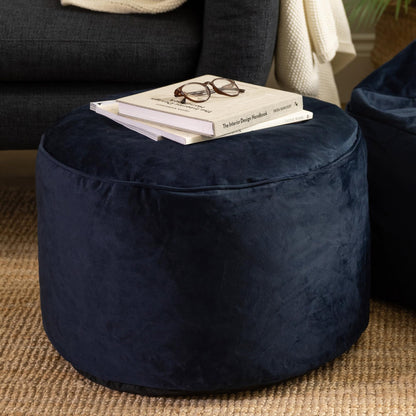 icon Milano Velvet Large Bean Bag Footstool with Filling Included, Blue