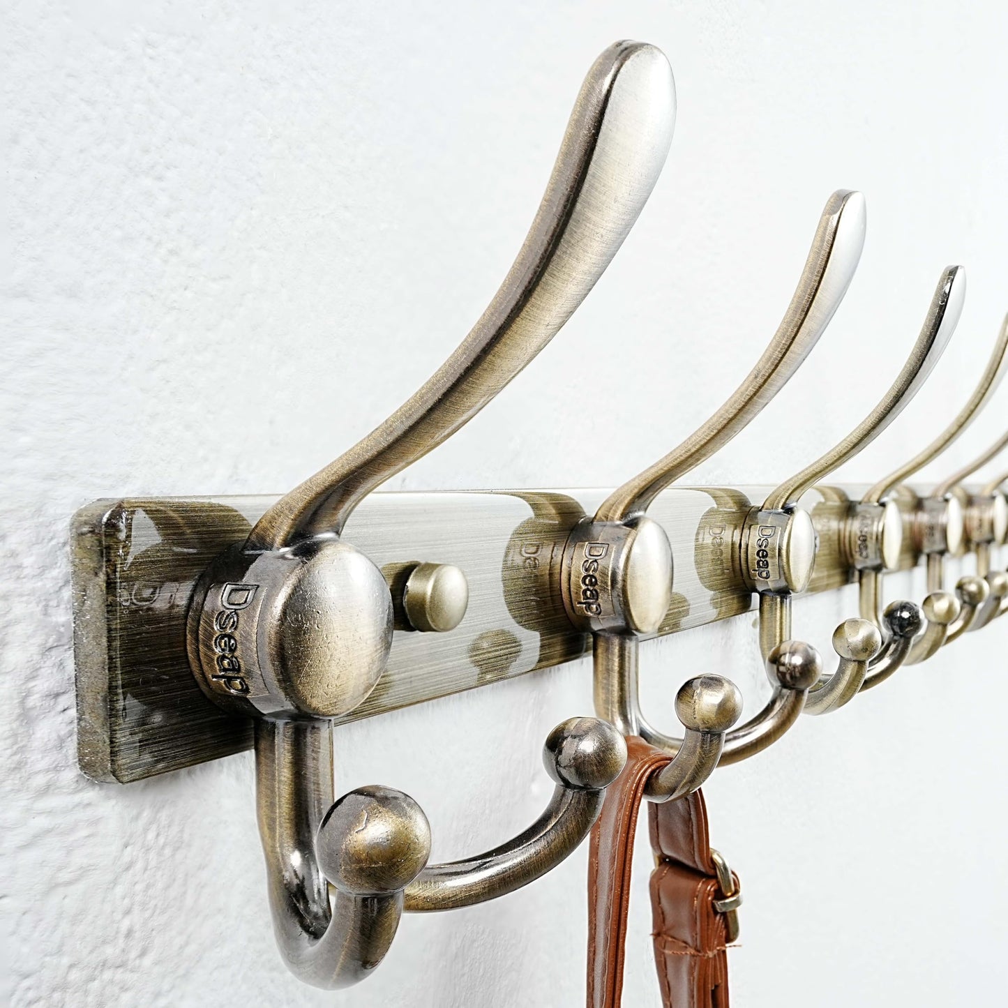 Dseap Coat Rack Wall Mount 94cm, Heavy Duty 2.5mm Base vs Flimsy 1mm, Double-Thick Solid Anti-Snap Hooks