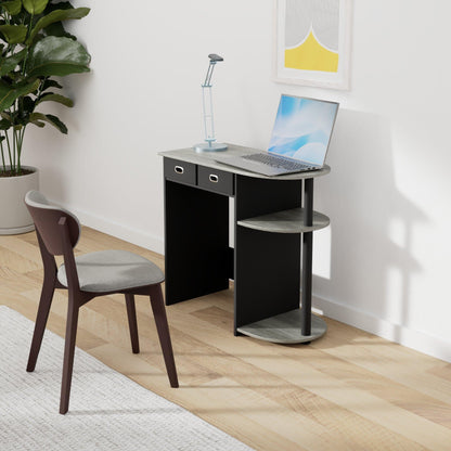 Furinno Go Green Home Laptop Notebook Computer Desk, Study Desk, Writing Desk, French Oak/Black/Black