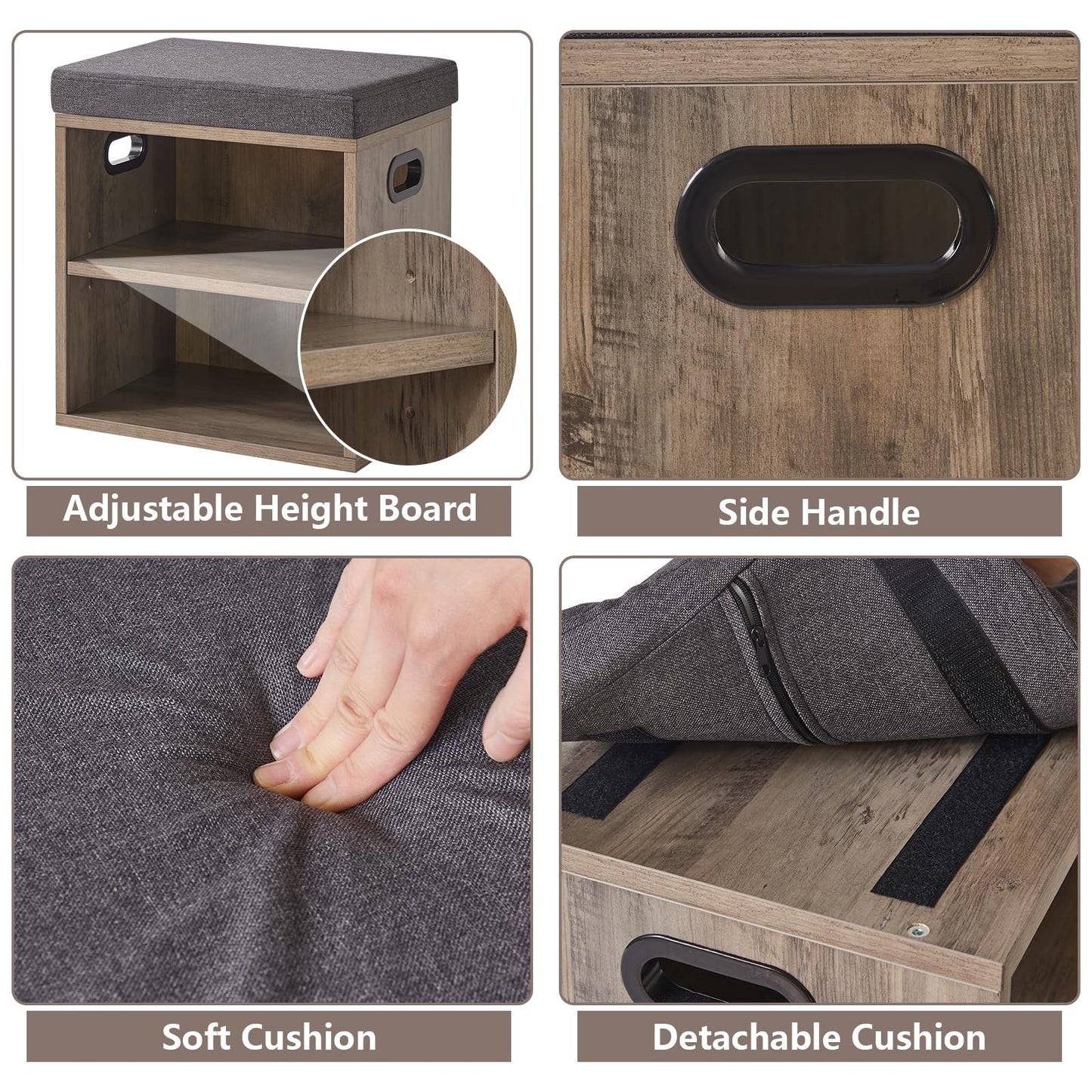YMYNY Small Shoe Storage Bench with Cushion, Silver Gray HBD028Y