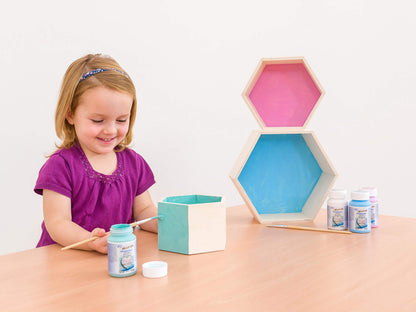 Creativ Company 56430 Hexagon Shelves, H: 14,8+19+24,2 cm, Depth 10 cm, Plywood, Hexagonal, 3 Assorted Shelves and Sizes