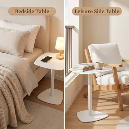 Topower Industrial Side Table, Bedside Table, Sofa Side Table, Small Coffee Table, 19.3 Height, Metal Frame, for Living Room, Bedroom, Verandah, White