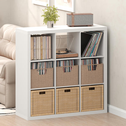 Furinno CUBICLE Record Player Stand with Vinyl Storage, 9-Cube 1.8 Triple Thick Vinyl Record Storage