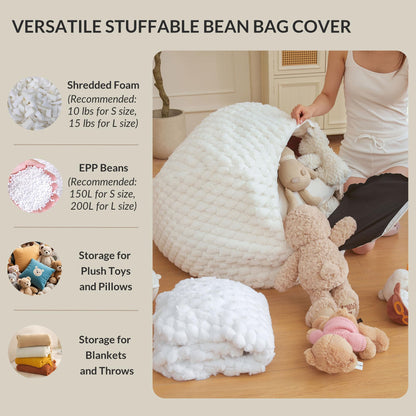XeGe 3D Bubble Fluffy Faux Rabbit Fur Bean Bag Cover(No Filler), Sage Green