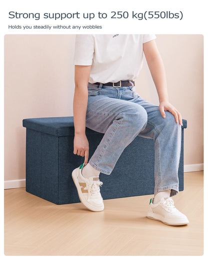 Bonlife Large Storage Ottoman Bench, Foldable Footstool with Tray