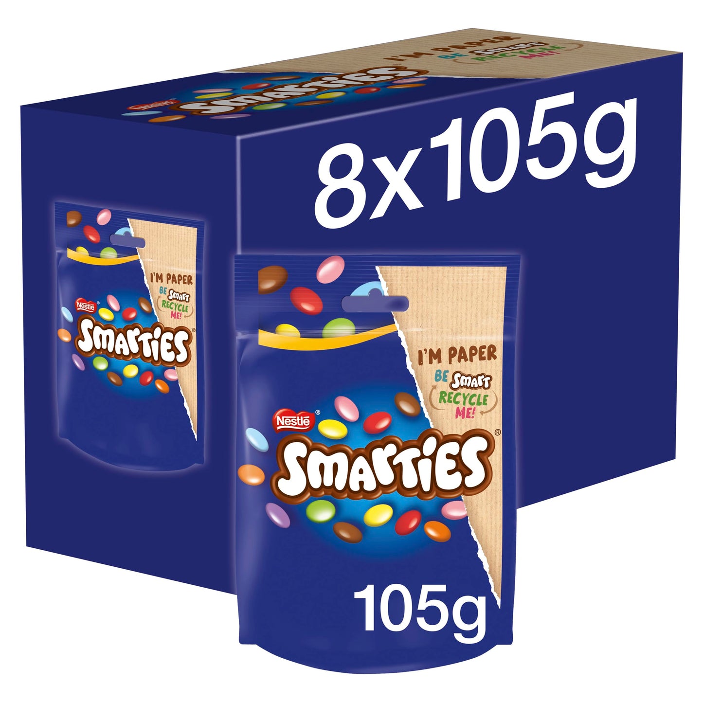 Smarties Milk Chocolate Sharing Bag, 8 x 105 g