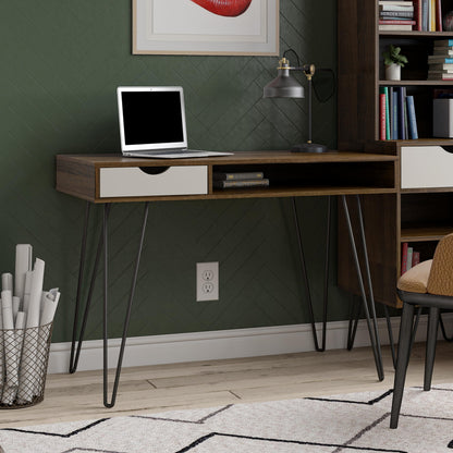 Novogratz Dorel Home Harmony Desk with Storage Brown Oak Look, 104 x 49 x 77cm (W x D x H)