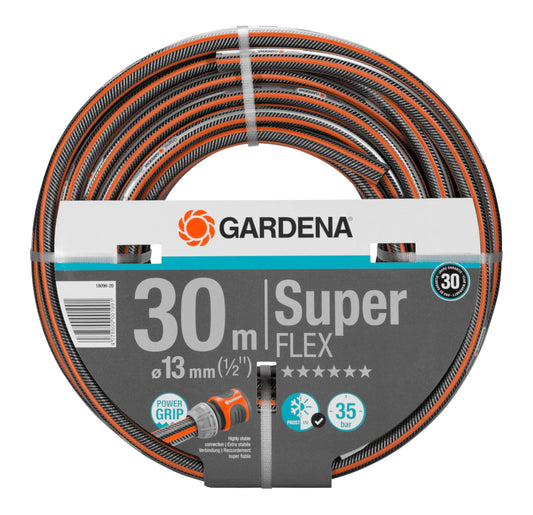 Gardena Premium Superflex Hose, 13 mm (1/2 inch), 30 m: Garden Hose with Power Grip Profile, 35 bar Burst Pressure, Highly Flexible, Keeps its Shape,