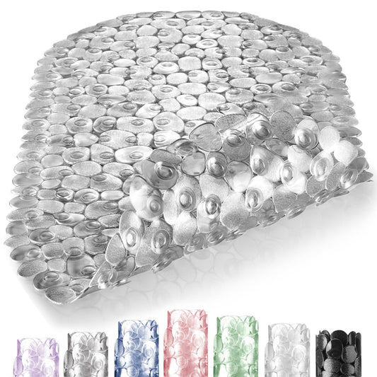 DOPROP Classic Pebble Non-Slip Shower Mats for Bathtub and Bathroom PVC Anti-Slip Bath Mat with Suction Cups Drain Holes,Safety Mat for Toilet & Floor