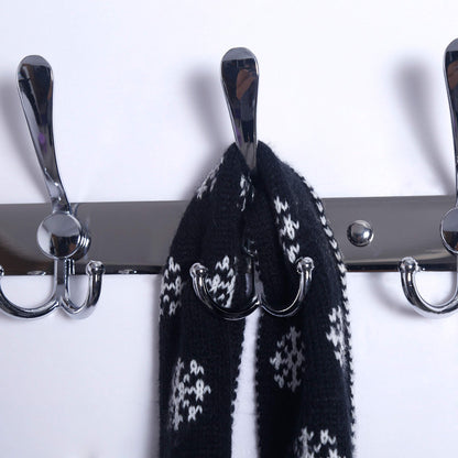 Dseap Coat Rack Wall Mount - 74cm Long 8-Tri-Hooks, Heavy Duty, Stainless Steel, Metal Coat Hanger Rail Wall Hooks for Coats Hats Clothing Clothes