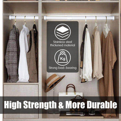 2 Pack Wardrobe Rail Extendable, Wardrobe Rail 42-70cm, Hanging Rails for Clothes, Wardrobe, Shower, Kitchen, Windows with End Sockets, Screws