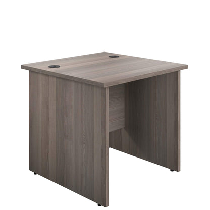 Office Hippo Heavy Duty Rectangular Office Desk, Home, Table, Integrated Cable Ports, 5 Yr Wty, MFC, Grey Oak, 80cm x 80cm