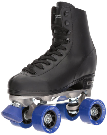 CHICAGO SKATES Men's Classic Roller Skates - Premium Black Quad Rink Skates