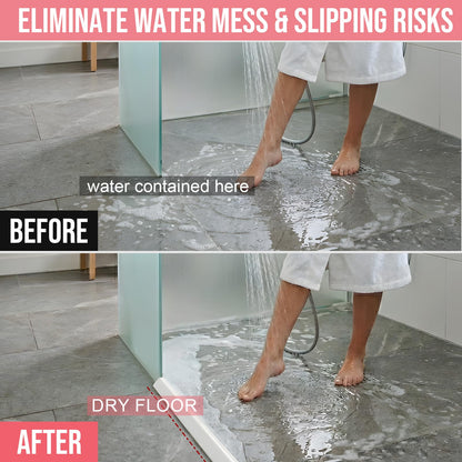 Nayotaa Wet Room Floor Barrier Flexible Water Barrier 100cm (White) - Leakproof Shower and Sink Seal