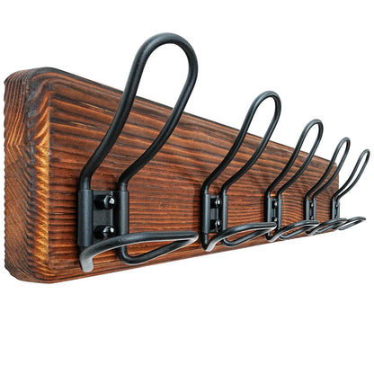 Dseap Coat Rack Wall Mounted - Heavy Duty Farmhouse Rustic Wall Coat Hanger With 5 Wire Hooks for Clothes Hat Jacket Towel, RusticWire, G25A