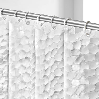 OTraki Shower Curtain 72 x 78 Inch Semi Transparent 3D Water Cube Design Bath Curtain EVA Waterproof and Mould Proof Resistant Washable Thicken