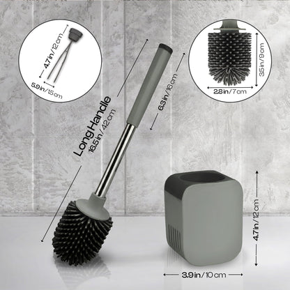 Silicone Toilet Brush and Holder Set, Loo Brush with Hidden Tweezers.