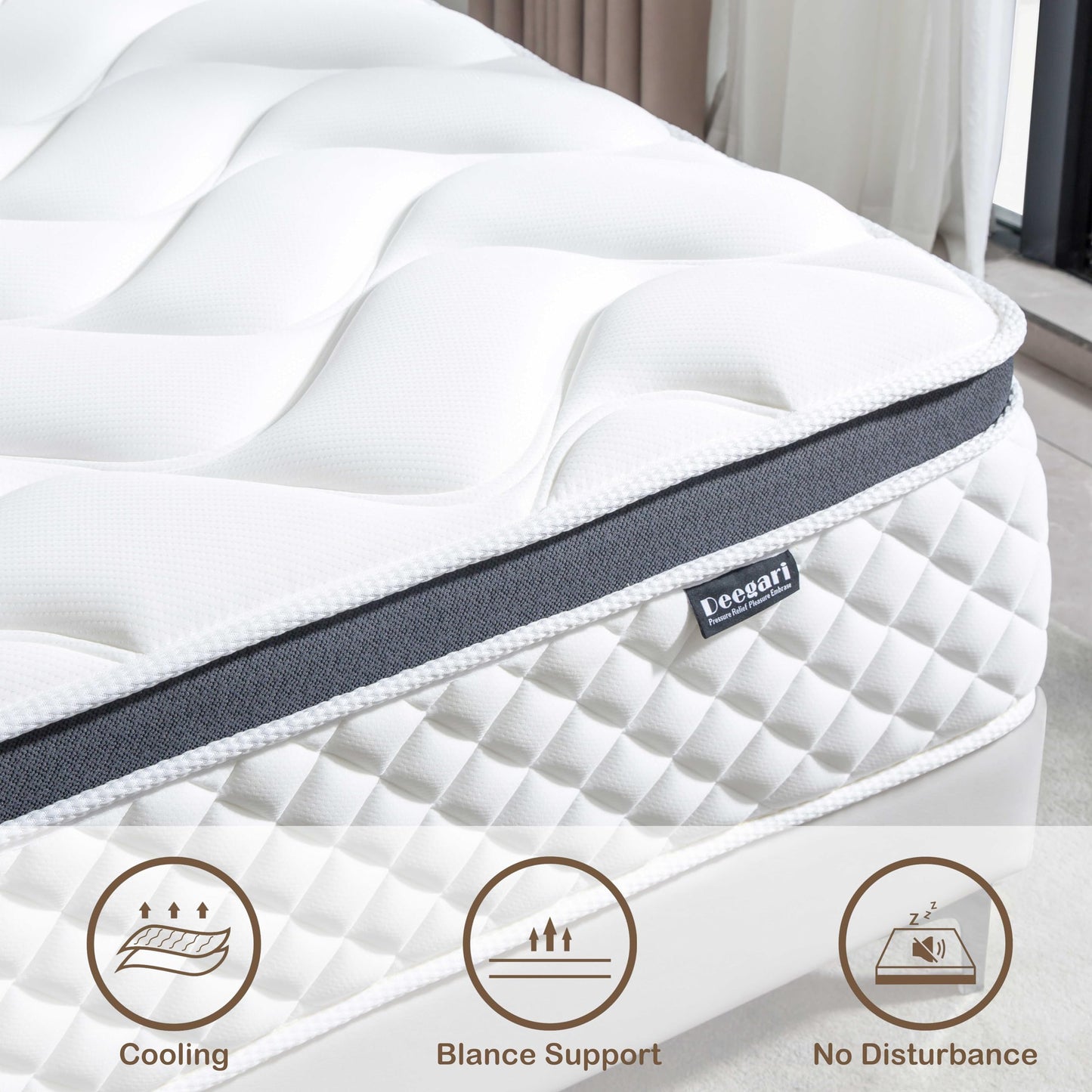 Deegari Small double Mattress 4FT,10 INCH Pocket Sprungs Mattress Memory Foam- Medium Firm - Motion Isolation,120x190X25CM