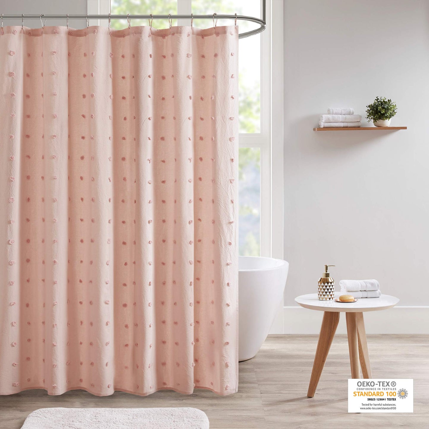 URBAN HABITAT UH70-2242 Brooklyn Cotton Fabric Shower Curtain Jacquard Pom Machine Washable Shabby Chic Modern Home Bathroom D?cor Bathtub Privacy