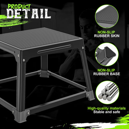 GanFindX Metal Plyometric Jumping Box 12 Inch with 17 * 13 Inch Surface Steel Plyo Box Home Gym Jump Trainer for Fitness Exercise Agility Stamina