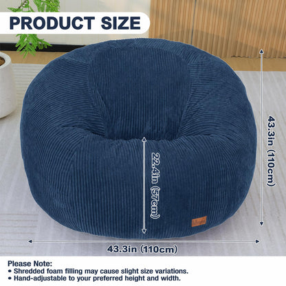 UODERS Oval Bean Bag for Adults Kids & Teens, Large Bean Bag Chair with Corduroy Cover with Handle