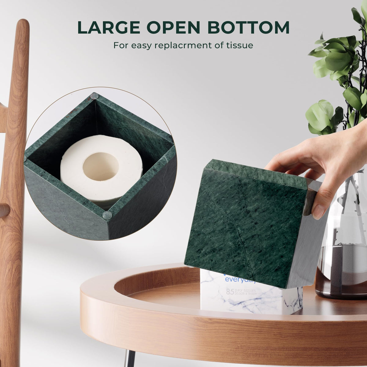 WORHE Tissue Box Cover Italy Natural Marble Stone Heavy Duty Square Cube