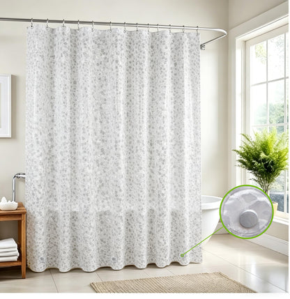 Minicoco PEVA Shower Curtain Mould Proof Mildew Resistant Waterproof Shower Curtains for Bathroom with Magnets and 12 Hooks Clear 3D Pebble Bathroom