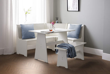 Julian Bowen Newport Corner Dining Set with Bench, White - W158 x D120cm