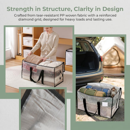 CNMTCCO Extra Large Moving Bags Heavy Duty, 90L Clothes Storage Bags with Zips and Handles, Water-Resistant Moving Boxes Alternative for College Dorm