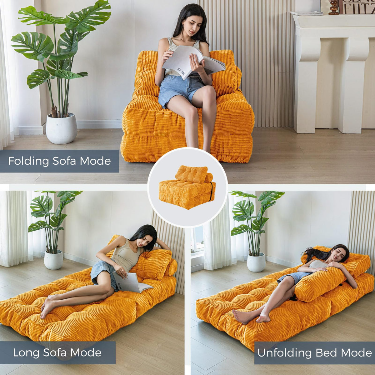 MAXYOYO Folding Sofa Bed, Convertible Sleeper Chair with Pillow Foldable Mattress with Back Support