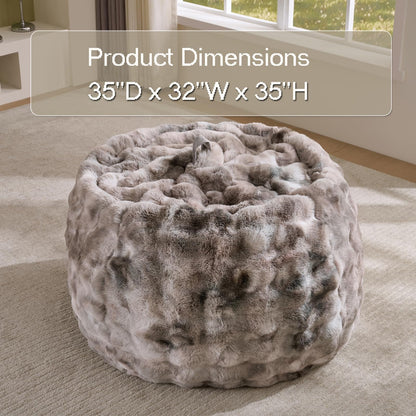 Fluffy Faux Rabbit Fur Bean Bag Chair Cover(No Filler),Cozy Shaggy Bubble Stuffed Animal Storage Large Bean Bag Cover for Bedroom Living Room,Fuzzy