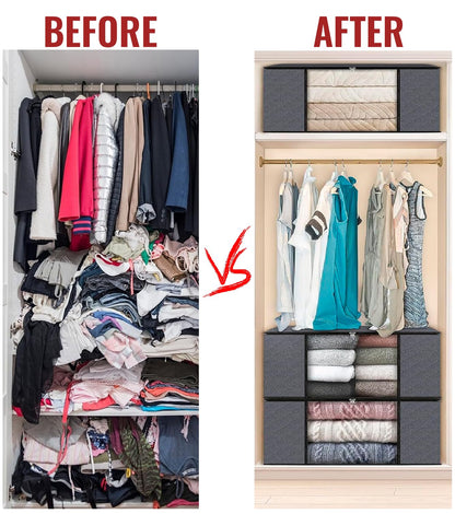 edihome, Clothes Storage Bag, (2 pieces), Wardrobe Organiser, with Reinforced Handles, Heavy Duty Cloth Pouches with Transparent Window