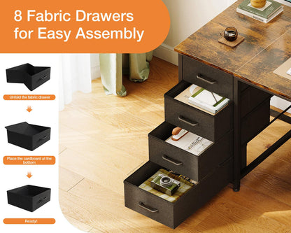 Coleshome Computer Desk with 8 Fabric Drawers, Office Desk with Storage
