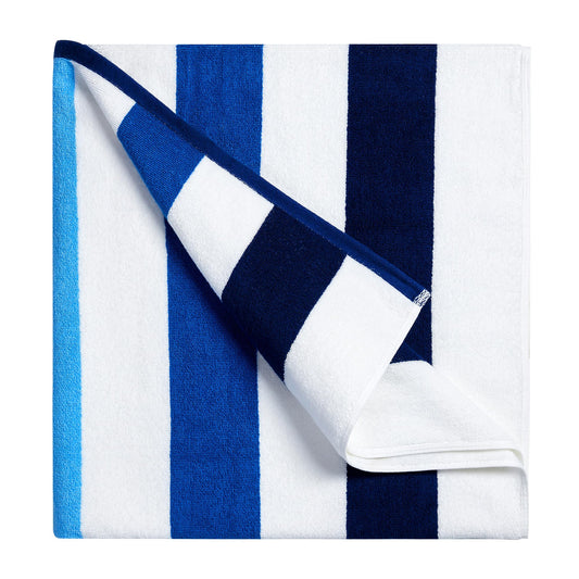 Bornbay Cotton Oversized Beach Towel - Extra Large 40"X70" Plush Thick Pool Towel, XL Fluffy Stripe Blue Beach Towels for Adults Mens Women