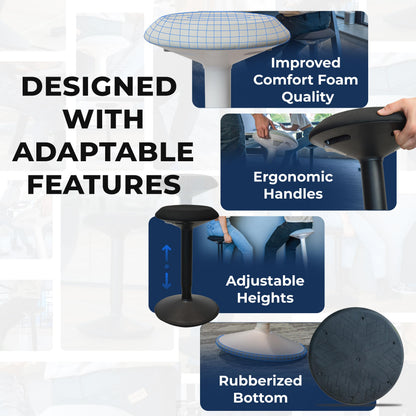 Backerz Ergonomic Desk Stool for Office – Height Adjustable Wobble Stool 55-80 cm