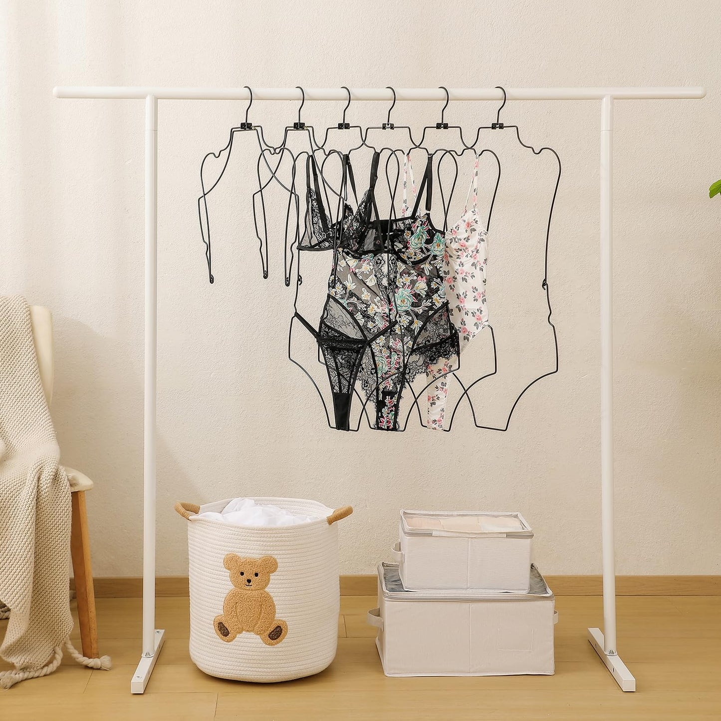 Arekuaei Foldable Metal Bikini Body Shape Hangers for Swimwear Bikini Display (Black)
