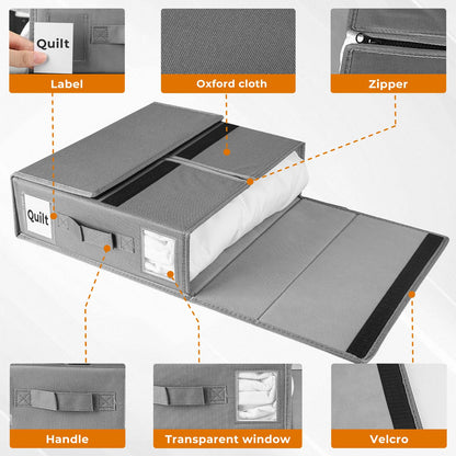 JAECU 3PCS Bedding Storage Foldable Bed Sheet Organiser Underbed Storage