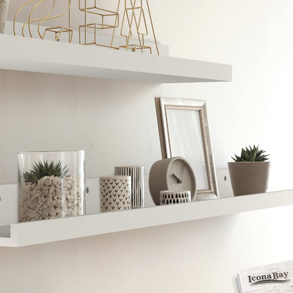 Icona Bay 36 Inch (91 cm) Floating Shelves for Wall, Set of 3 in Powder White, Modern Rustic Style, Wall Mounted Display Shelves, Picture Ledges