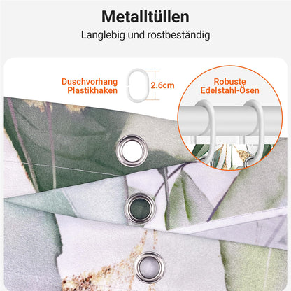 Lerores Shower Curtain, 240 x 180 cm, Golden Leaves, Weighted Hem, Anti-Mould Textile, Water-Repellent