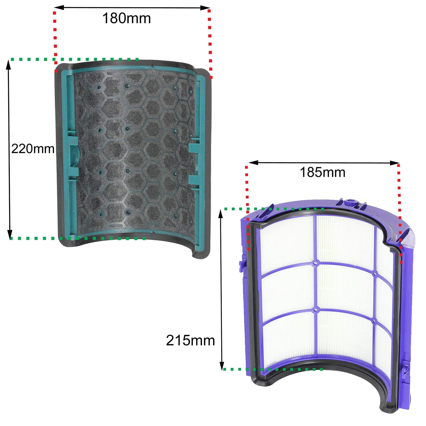 SPARES2GO 360 Glass HEPA Filter and Activated Carbon Filter for Dyson fits Pure Cool DP04 HP04 HP07 HP09 PH01 PH03 TP04 TP07 TP09 Air Purifying Tower