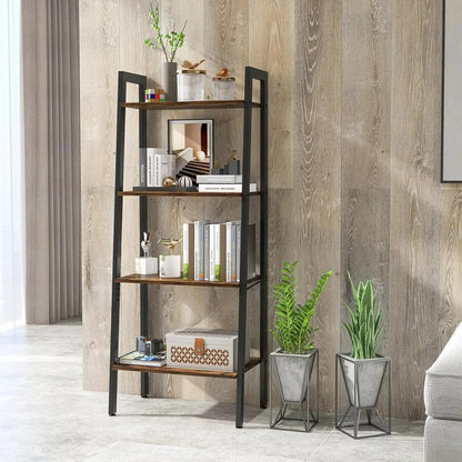Ladder Shelf, 4-Tier Ladder Bookshelf, 23.5inch Industrial Bookcases, Etagere Utility Organizer Shelves