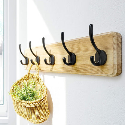 Dseap Coat Rack Wall: Patented, Heavy-Duty, 5-Double-Hooks Wooden Wall Mounted Coat Rack Coat Hanger Hook Rail for Winter Coats Hat Jacket Clothing