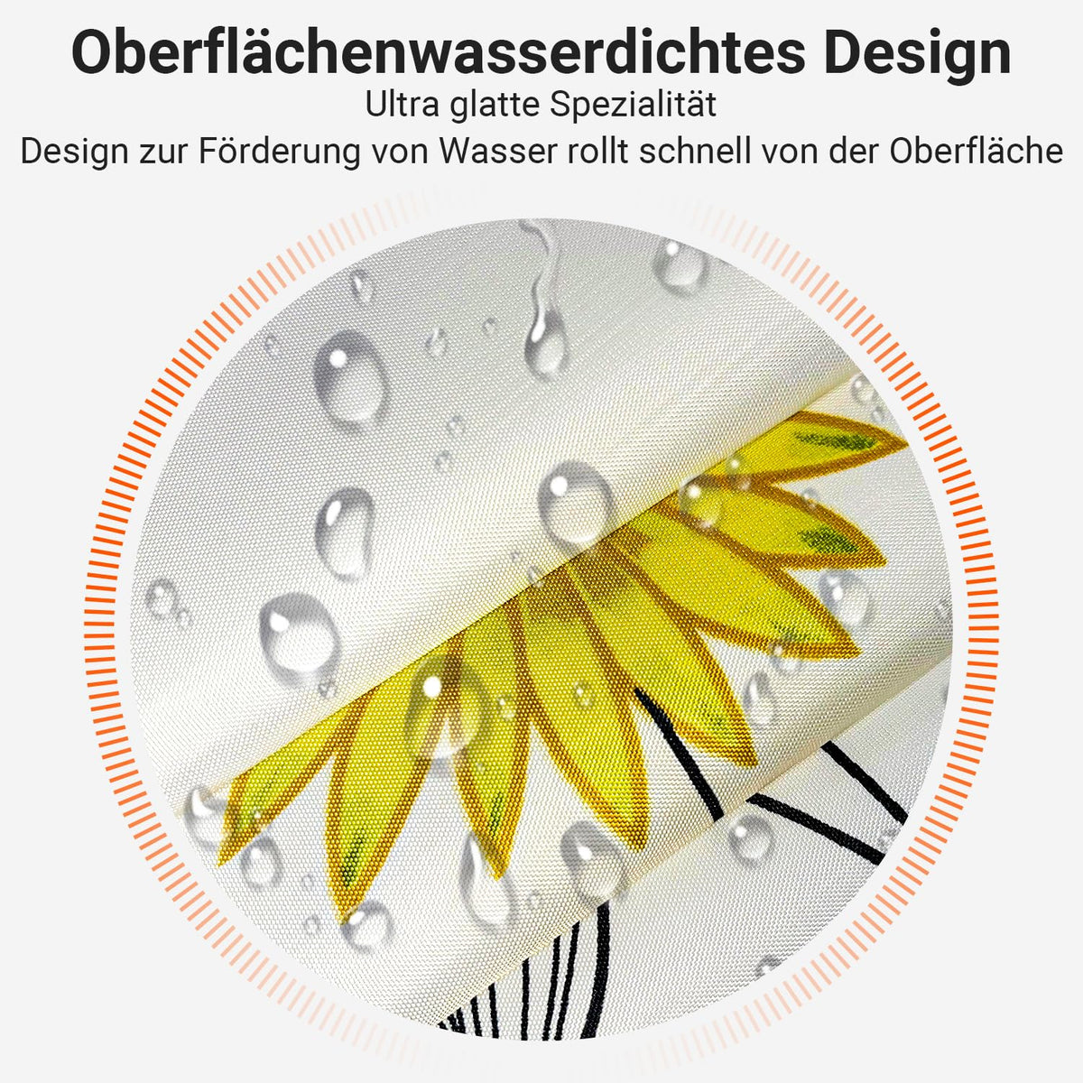 Lerores Shower Curtain, 180 x 200 cm, Dancing Sunflowers, Weighted Hem, Anti-Mould, Water-Repellent