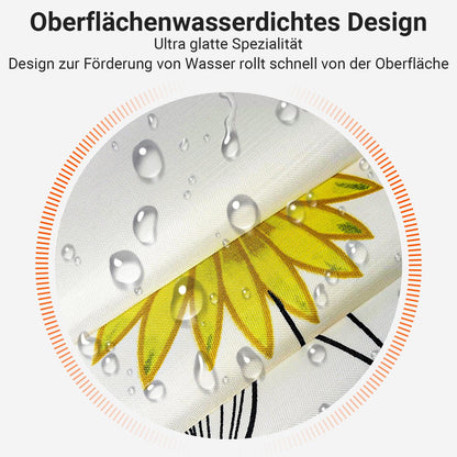 Lerores Shower Curtain, 180 x 200 cm, Dancing Sunflowers, Weighted Hem, Anti-Mould, Water-Repellent