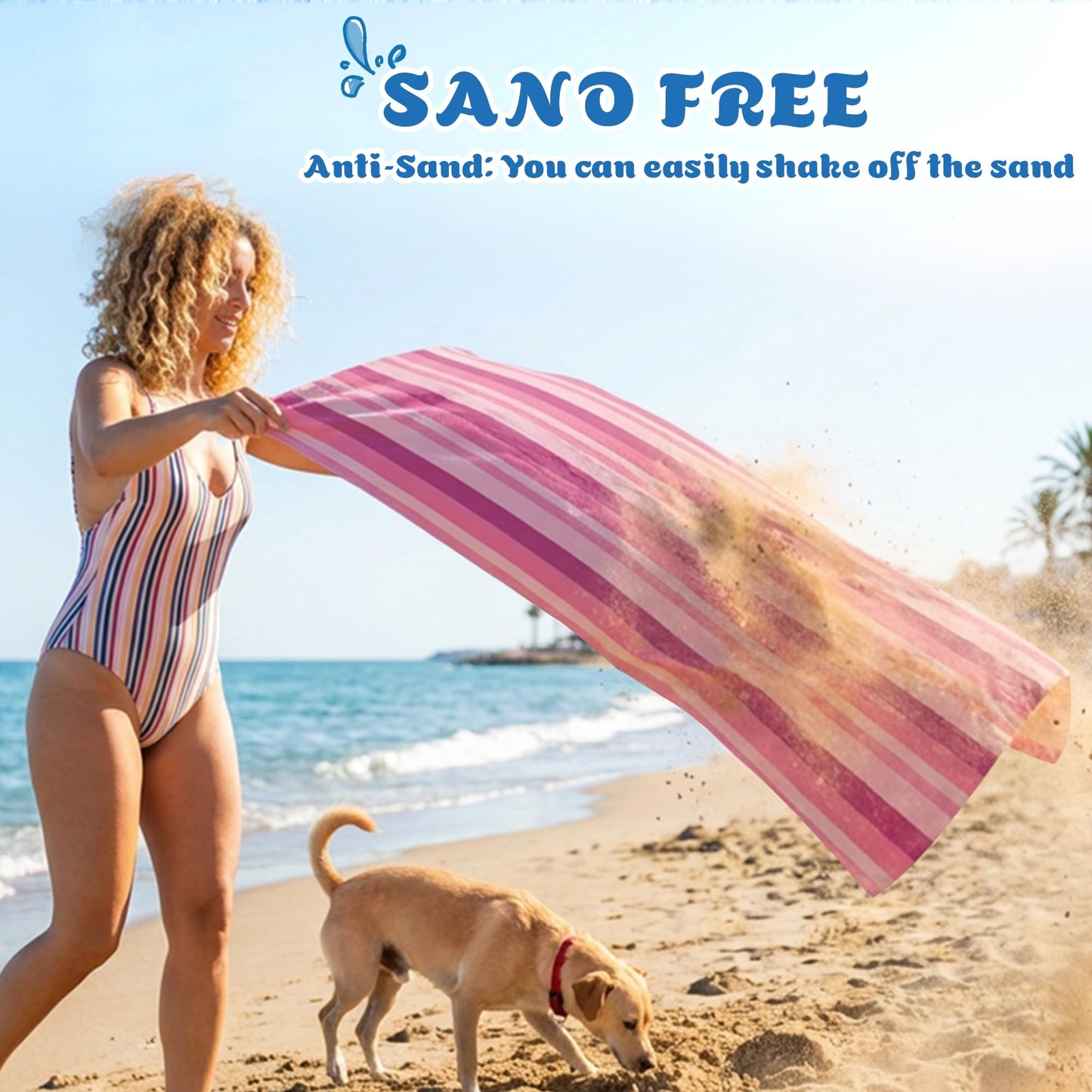 Anavasi Microfibre Beach Towels for Adults, 1 Pack 180 x 90cm 100% Recycled
